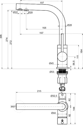 Смеситель Paulmark Essen Es213011-401TB для кухонной мойки, антрацит фото 3