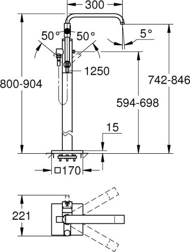 Смеситель Grohe Allure 32754002 напольный, хром фото 2