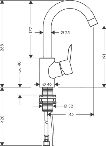 Смеситель Hansgrohe Talis S 32070000 для раковины фото 4