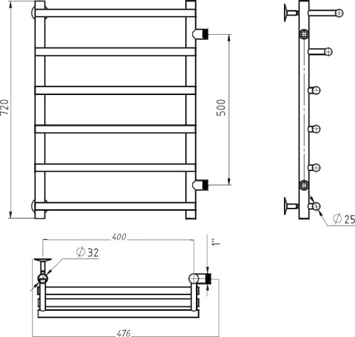 Полотенцесушитель водяной Тругор Дебют ПМ50 80x40, правый фото 2
