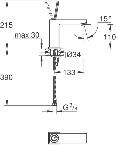 Смеситель Grohe Eurocube Joy 23658000 для раковины фото 6