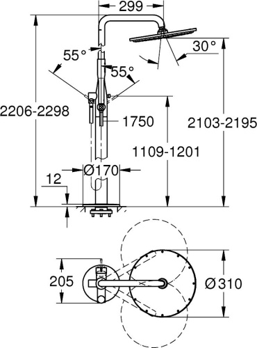 Душевая стойка Grohe Essence New 23741001 напольная, хром фото 6