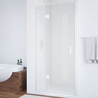 Душевая дверь в нишу Vegas Glass AFP 110 01 01 L вход 73 см, профиль белый, стекло прозрачное