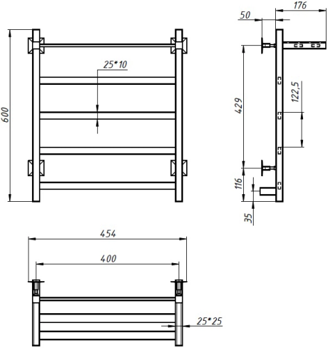 Полотенцесушитель электрический Тругор Пэк 20 60x40, с полкой фото 2