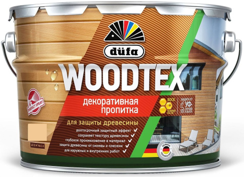 Пропитка декоративная для защиты древесины алкидная Dufa Woodtex бесцветная 10 л.