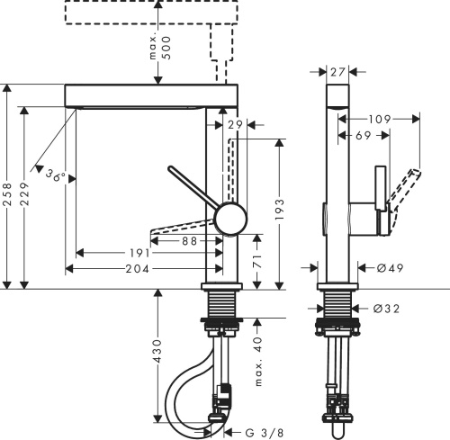 Смеситель Hansgrohe Finoris 230 76063000 для раковины, хром фото 4