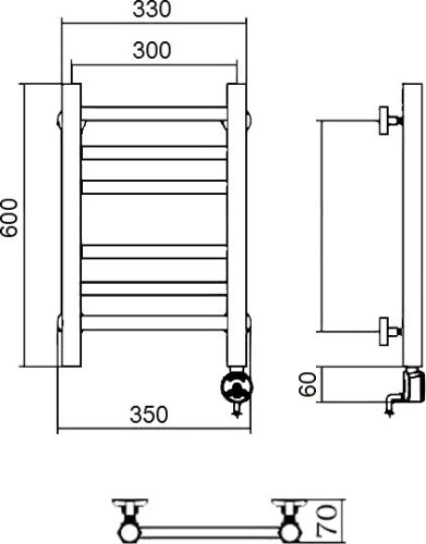 Полотенцесушитель электрический Aquanerzh Прямой групповой R 60x30 фото 3