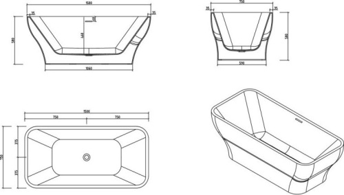 Акриловая ванна BelBagno BB73-1500-750 150x75 фото 4