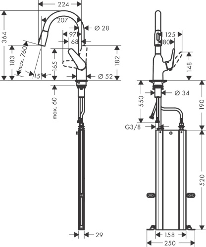 Смеситель Hansgrohe Focus M42 71821800 для кухонной мойки, сталь фото 3