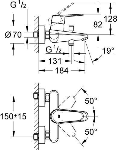 Смеситель Grohe Eurodisc Cosmopolitan 33390002 для ванны с душем фото 4