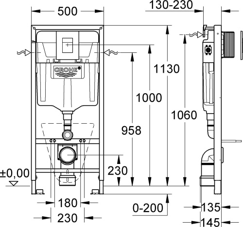 Комплект Унитаз подвесной Gustavsberg Hygienic Flush WWC 5G84HR01 безободковый + Система инсталляции для унитазов Grohe Rapid SL 38775001 4 в 1 с кно фото 13