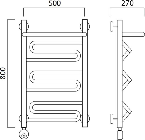 Полотенцесушитель электрический Aquanerzh Зигзаг с полкой L 80х50 фото 2