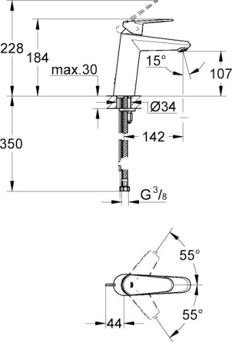 Смеситель Grohe Eurodisc Cosmopolitan 23449002 для раковины фото 4