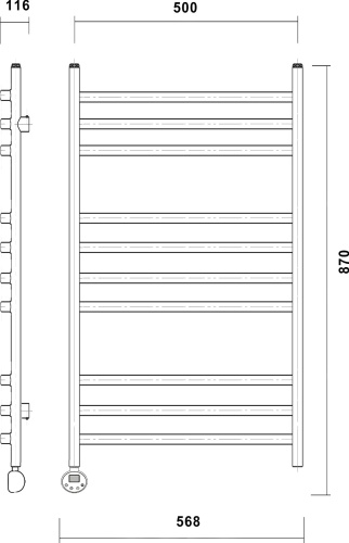 Полотенцесушитель электрический Domoterm Калипсо П10 80х50, черный матовый, L фото 3