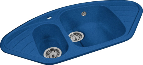 Мойка кухонная AquaGranitEx M-14 синяя фото 4