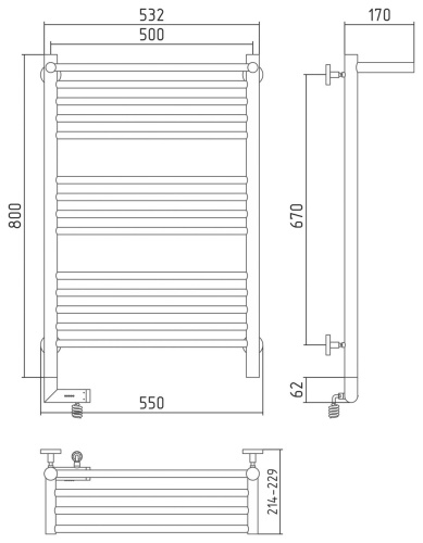 Полотенцесушитель электрический Сунержа Богема 2.0 80x50, с полкой, прямая фото 4
