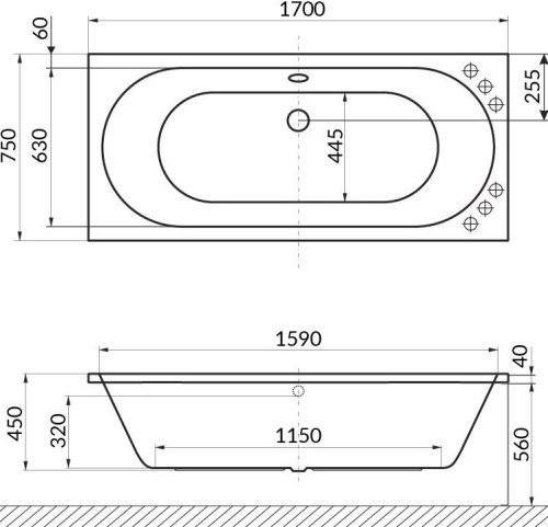 Акриловая ванна Excellent Oceana 170x75 фото 4