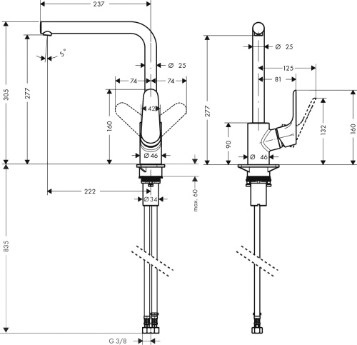 Смеситель Hansgrohe Focus 31817670 для кухонной мойки фото 2