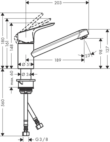 Смеситель Hansgrohe Focus M43 71818000 для кухонной мойки, хром фото 4