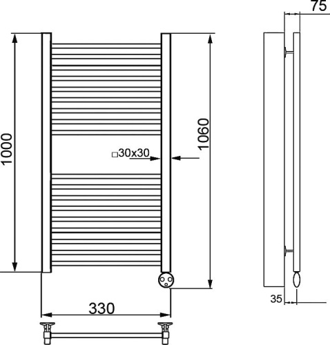 Полотенцесушитель электрический Ника Modern ЛМ-2 100/30 хром фото 4