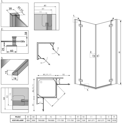 Душевой уголок Radaway Almatea KDD 80x80 фото 7