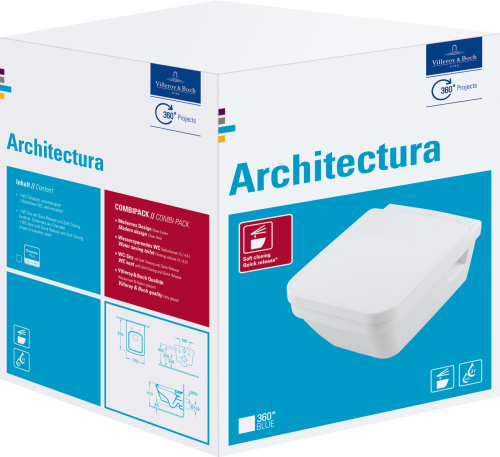 Унитаз подвесной Villeroy & Boch Architectura 5685HR01 альпийский белый, безободковый фото 5