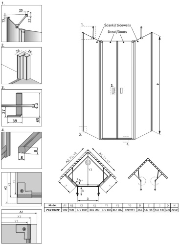 Душевой уголок Radaway Nes PTD 90x90 фото 3