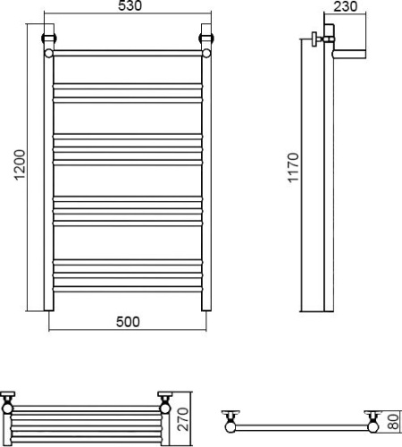 Полотенцесушитель водяной Aquanerzh Прямой групповой с полкой 120х50 фото 2