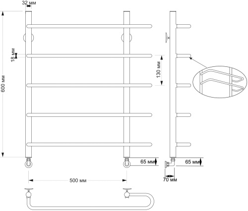 Полотенцесушитель водяной Secado Венеция 2 50x60 (32/18) фото 3