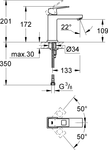 Смеситель Grohe Eurocube 23446000 для раковины фото 4