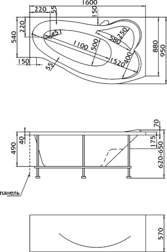 Акриловая ванна Marka One Gracia 160x95 R фото 6