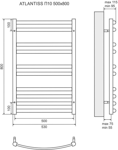 Полотенцесушитель электрический Lemark Atlantiss П10 50x80 фото 4