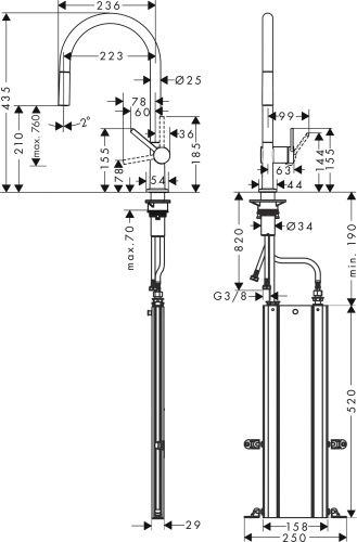 Смеситель Hansgrohe Talis M54 72803000 для кухонной мойки, хром фото 3