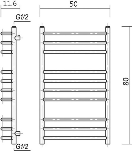 Полотенцесушитель водяной Domoterm Калипсо П10 50x80, античная бронза фото 4