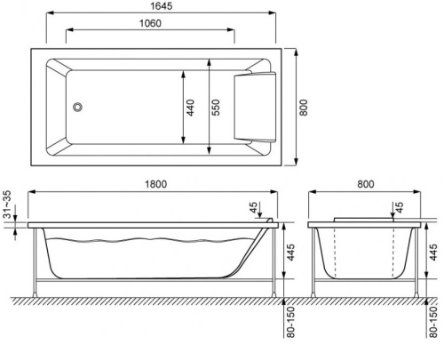 Акриловая ванна Jacob Delafon Sofa 180x80 фото 10