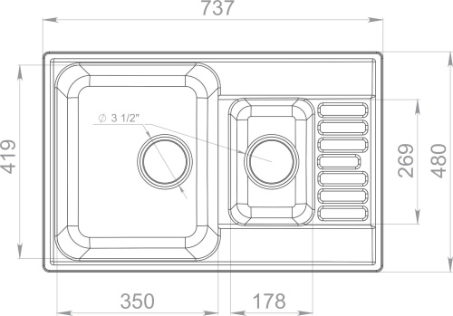 Мойка кухонная GranFest Quarz Z 21K серая фото 3