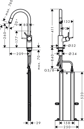 Смеситель Hansgrohe Talis M52 73864000 для кухонной мойки, хром фото 4