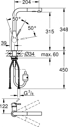 Смеситель Grohe Essence 30270000 для кухонной мойки, хром фото 8