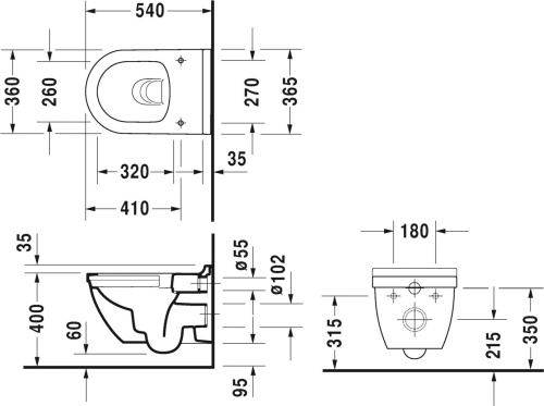 Комплект Унитаз подвесной Duravit Starck 3 45270900A1 комплект + Система инсталляции для унитазов AlcaPlast Sadromodul AM101/1120-001 с белой кнопкой и шумоизоляцией фото 5
