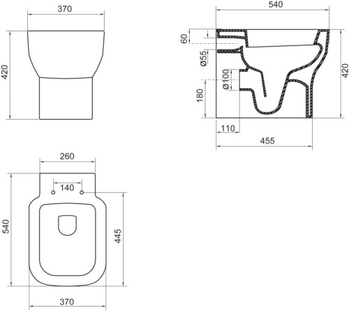 Унитаз приставной BelBagno Vaso BB127CB фото 6