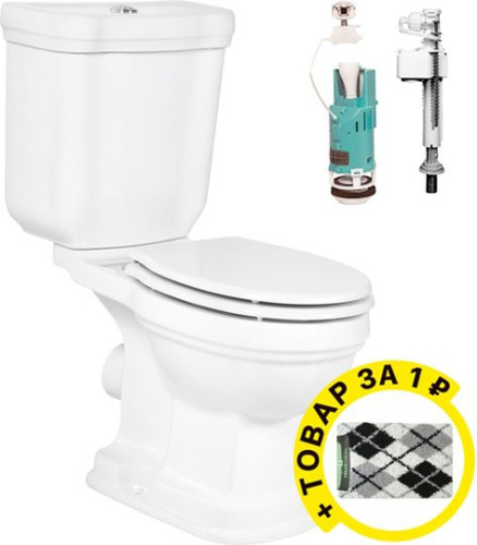 Унитаз-компакт Creavit Klasik KL311 белый + коврик