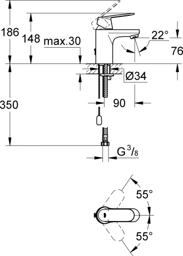 Смеситель Grohe Eurosmart Cosmopolitan 3282700E для раковины фото 3