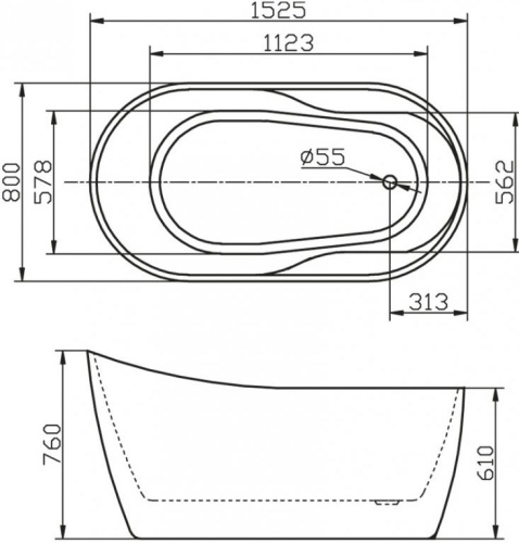Акриловая ванна BelBagno BB301 150x80 фото 4