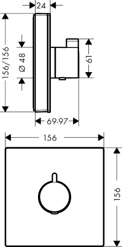 Термостат Hansgrohe ShowerSelect Glass 15734600 для душа, черный - хром фото 2