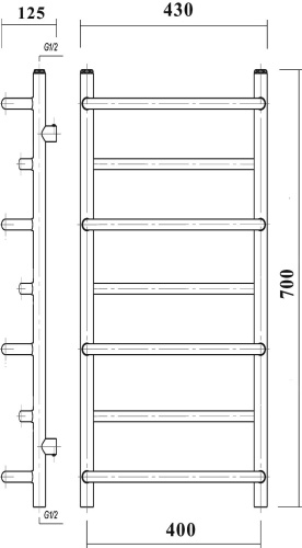 Полотенцесушитель водяной Domoterm Орфей П7 40x70, хром фото 3