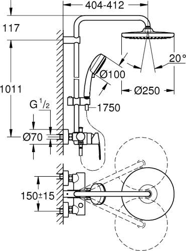 Душевая стойка Grohe Tempesta Cosmopolitan System 250 26673000 фото 4