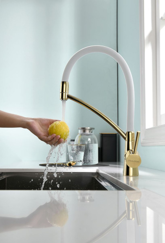 Смеситель Paulmark Siegen Si213111-Gw для кухонной мойки, золото фото 3