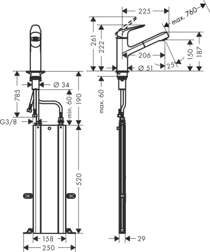 Смеситель Hansgrohe Focus M42 71829000 для кухонной мойки, хром фото 5