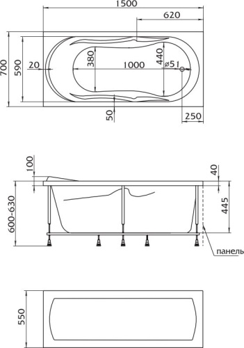 Акриловая ванна 1MarKa Vita 150x70 фото 7
