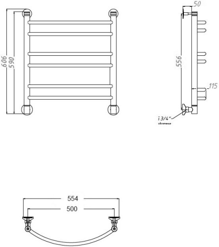 12 090 руб. Полотенцесушитель водяной Тругор Приоритет НП 3 ЛЦ2 60x50 фото 3 Полотенцесушитель водяной Тругор Приоритет НП 3 ЛЦ2 60x50 фото 3